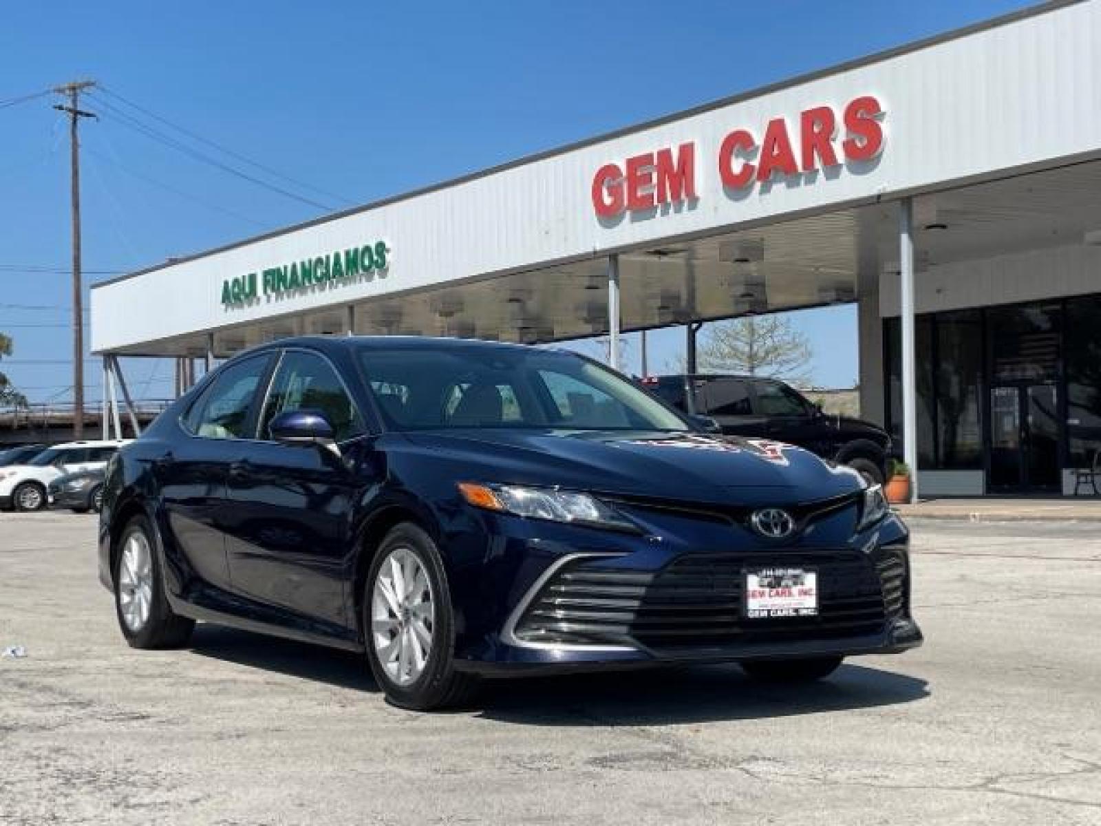 2021 Galactic Aqua Mica Toyota Camry LE (4T1C11AK0MU) with an 2.5L L4 DOHC 16V engine, 8-Speed Automatic transmission, located at 12182 Garland Rd, Dallas, TX, 75218, (214) 521-2040, 0.000000, 0.000000 - Photo #0